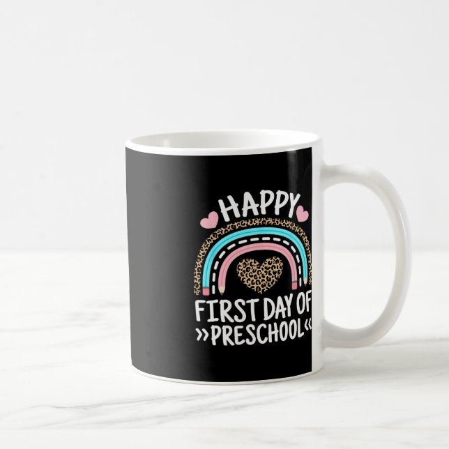 Taza De Café Feliz primer día de enseñanza preescolar sobre el  (Derecha)