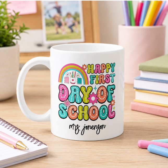 Taza De Café Feliz Primer Día de Escuela  (Happy First Day of School Coffee Mug)