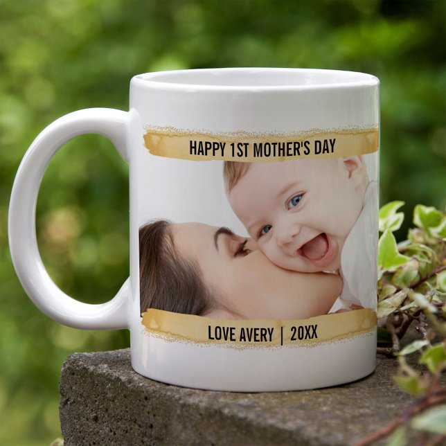 Taza De Café Feliz primer Día de la Madre 2 Foto Pincel amarill (Subido por el creador)