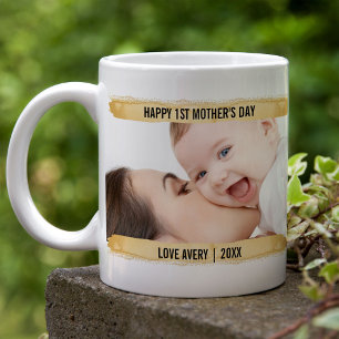 Taza De Café Feliz primer Día de la Madre 2 Pincel amarillo fo