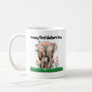 Taza De Café feliz primer día de madre lindo elefante