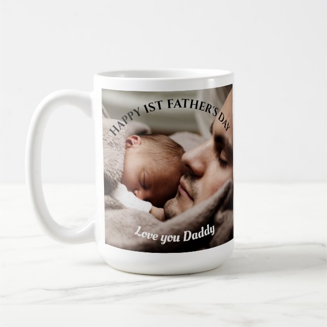 Taza De Café Feliz primer día de padre, mejor papá que nunca 2  (Izquierda)