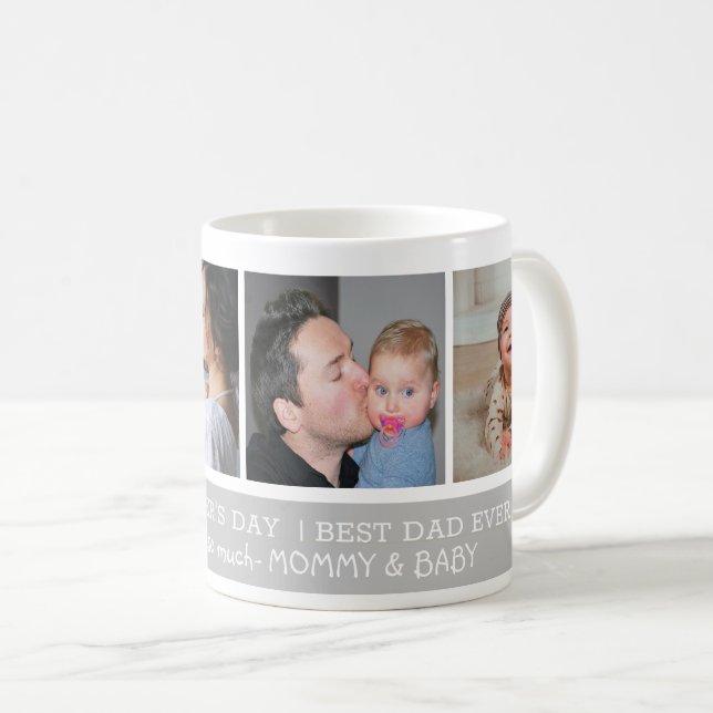 Taza De Café Feliz primer día de padre, mejor papá que nunca 4  (Anverso derecho)