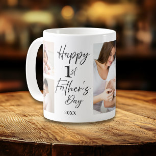 Taza De Café Feliz primer día del padre papá 5 collage de fotos