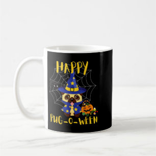 Taza De Café Feliz Pug-O-Ween Perro Pug Divertido Halloween