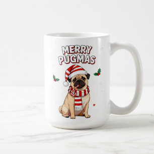 Taza De Café Feliz Pugmas adorable Navidad Pug Amante de Perros