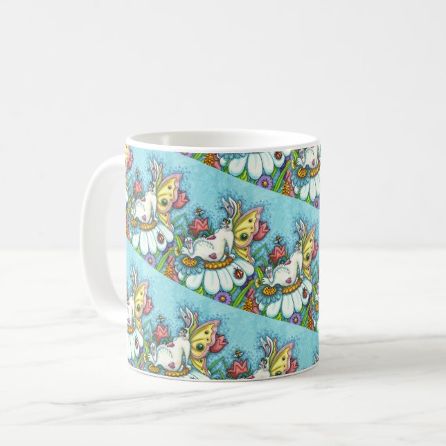 Taza De Café FELIZ RABITA DE FLUTTERBUN, DIVERTIDO BUNNY Repeti (Anverso izquierdo)