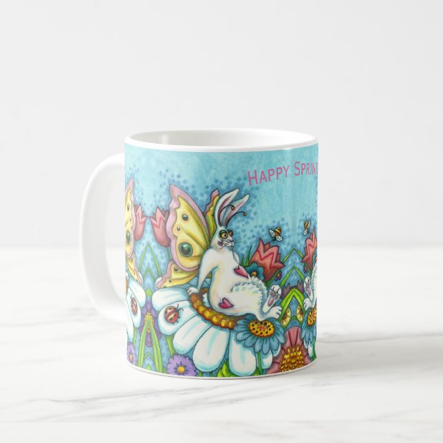 Taza De Café FELIZ RABITA DE FLUTTERBUN, DIVERTIDO BUNNY Repeti (Anverso izquierdo)
