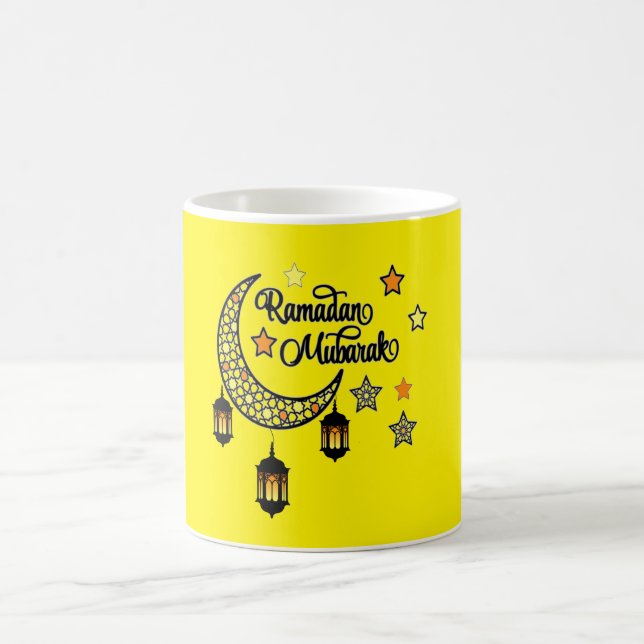 Taza De Café Feliz Ramadán Mubarak Kareem Linterna de media lun (Centro)