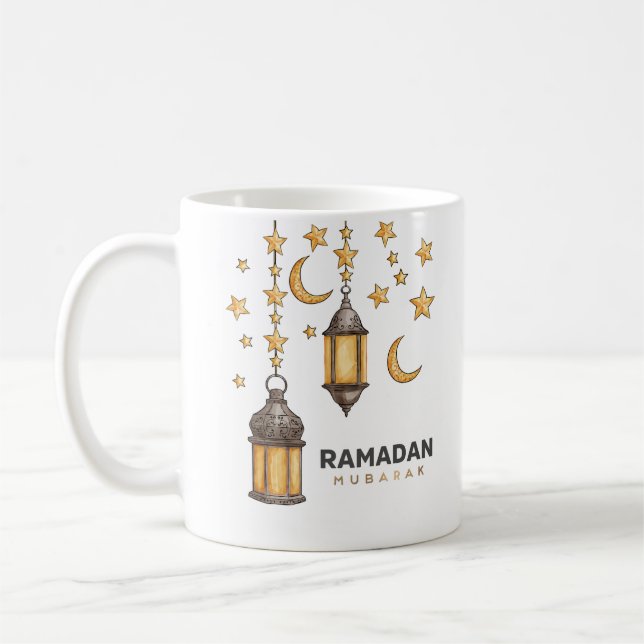 Taza De Café Feliz Ramadan Mubarak | Ramadan Kareem Oro musulmá (Izquierda)