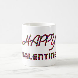 Taza De Café Feliz regalo gracioso a Valentine Hearts Typograph