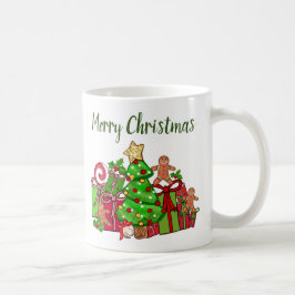 Taza De Café Feliz Regalos de Navidad Alrededor Del Árbol