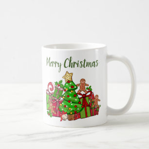 Taza De Café Feliz Regalos de Navidad Alrededor Del Árbol