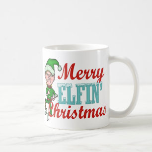 Taza De Café Feliz retruécano Elfin del navidad del duende