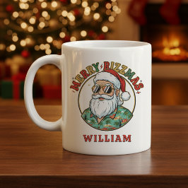 Taza De Café Feliz Rizzmas Papá Noel con Gafas de Sol Divertida