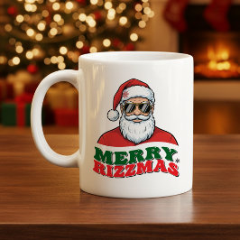 Taza De Café Feliz Rizzmas Retro Santa Claus Divertida Navidad