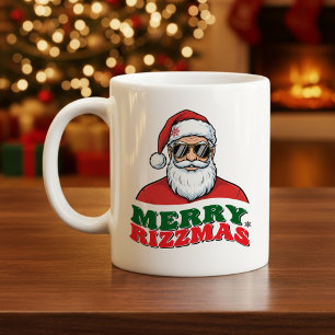 Taza De Café Feliz Rizzmas Retro Santa Claus Divertida Navidad