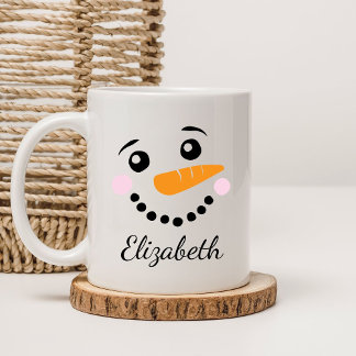 Taza De Café Feliz rostro de Snowman
