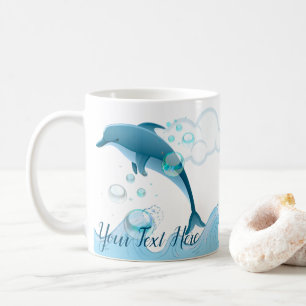 Taza De Café Feliz salto de delfín con burbujas