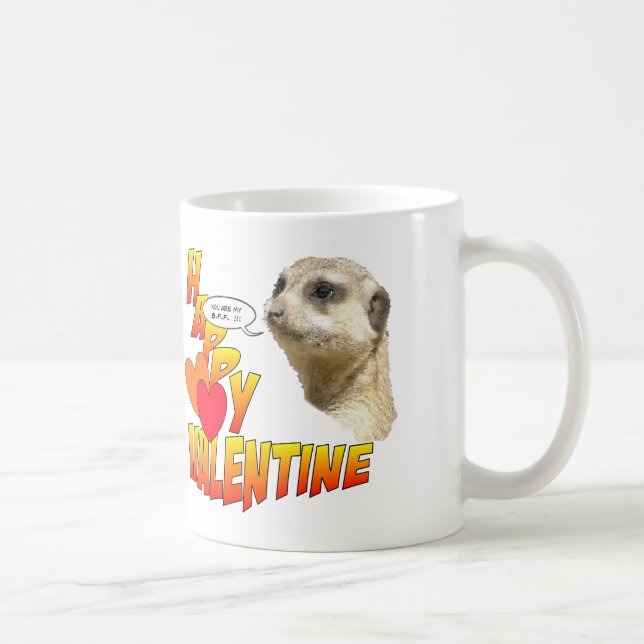 Taza De Café Feliz San Valentín Meerkat BFF Café Mug (Derecha)