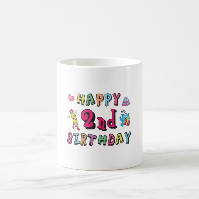 Taza De Café Feliz segundo cumpleaños sorpresa de dos años (Centro)