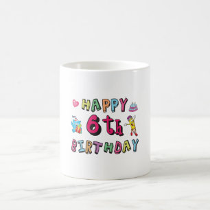 Taza De Café Feliz sexto cumpleaños sorpresa de cumpleaños de 6