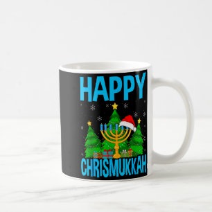 Taza De Café Feliz sombrero de Santa Chrismukkah Navidad Hanukk