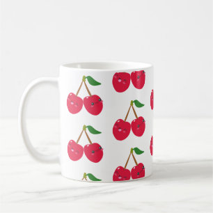 Taza De Café Feliz Sonriente Kawaii Fruta de Cereza