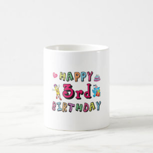 Taza De Café Feliz tercer cumpleaños, deseos de cumpleaños de 3