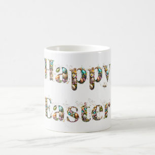 Taza De Café Feliz texto decorativo de Pascua