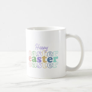 Taza De Café Feliz tipografía colorida de Pascua
