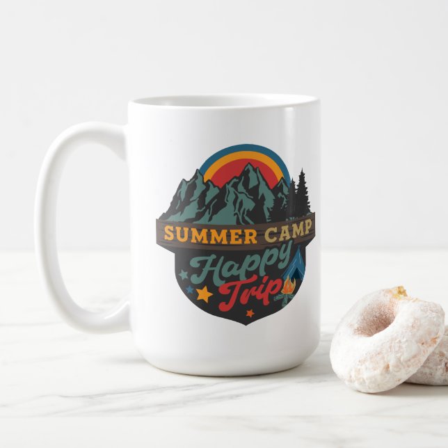 Taza De Café Feliz viaje de verano a los campistas (Con donut)