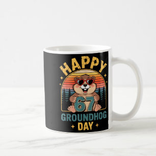Taza De Café Feliz Vintage 67 Día de la Marmota Amante de los A