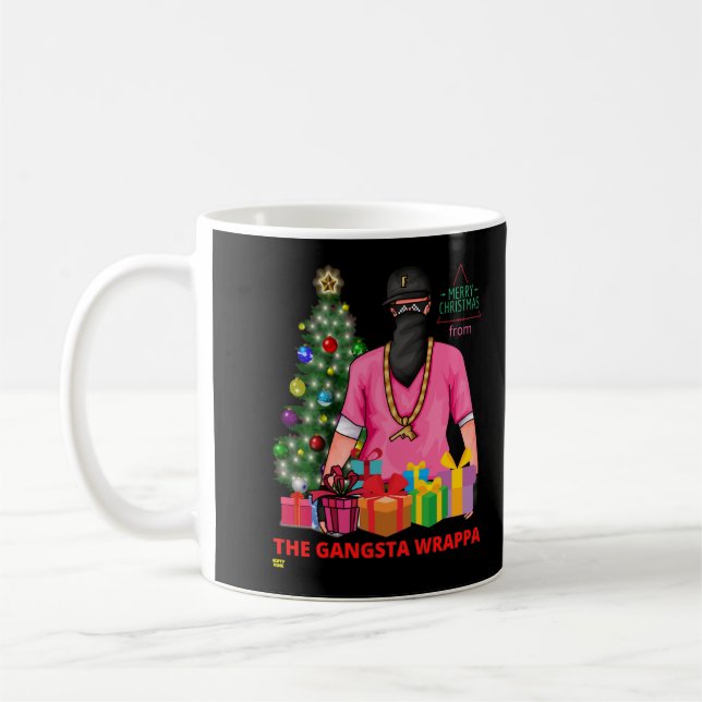 Taza De Café Feliz X-MASA DE GANGSTA WRAPPA divertido (Izquierda)