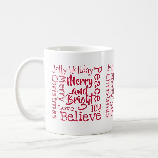 Taza De Café Feliz y brillante otros dulces dichos navideños ro (Izquierda)