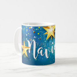 Taza De Café Felize Navidad Gold Stars Navidades