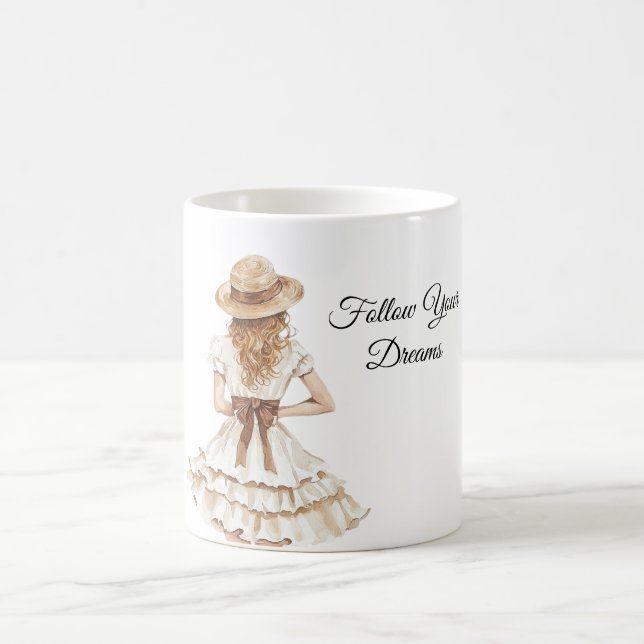 Taza De Café Female Dress Brown Bow Hat (Centro)