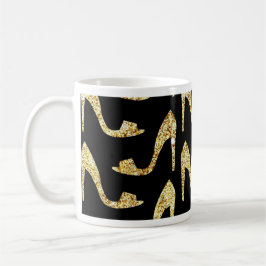 Taza De Café femenino, de moda, oro, negro, tacones altos,