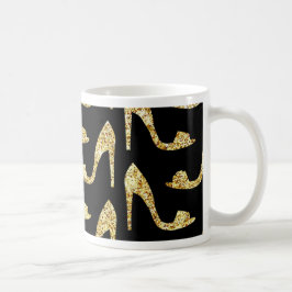 Taza De Café femenino, de moda, oro, negro, tacones altos,