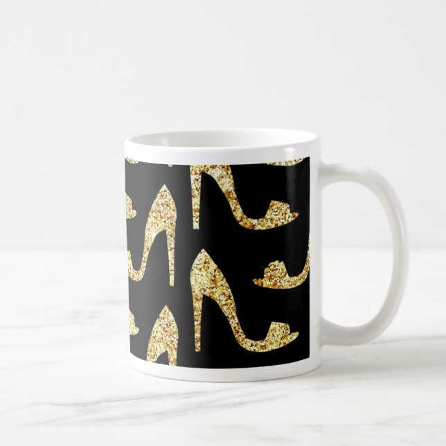 Taza De Café femenino, de moda, oro, negro, tacones altos, (Derecha)