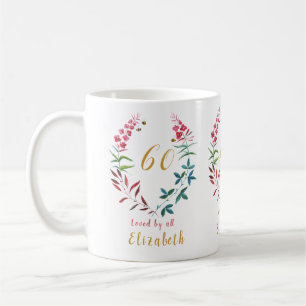 Taza De Café Feminina floral personalizada de cumpleaños número