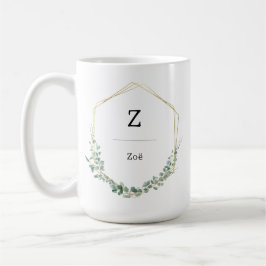 Taza De Café Feminine Elegant Botanical Monogram Name