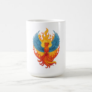 Taza De Café Fénix mitológico brillante ave de fantasía