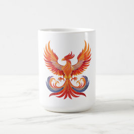 Taza De Café Fénix mitológico brillante ave de fantasía