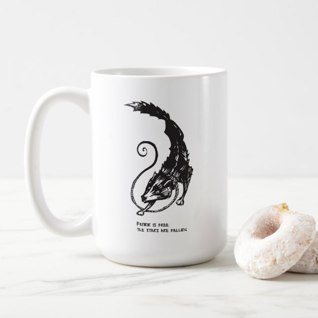 Taza De Café Fenrir Fenris es un perro libre que vigila mitolog (Con donut)