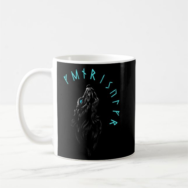 Taza De Café Fenriswolf Nórdico Viking Warrior Ragnarök (Izquierda)
