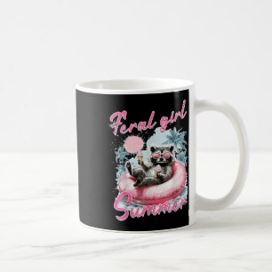Taza De Café Feral Chica Summer Funny Meme Feral Raccoon Summer