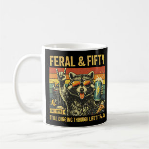 Taza De Café Feral y cincuenta cumpleaños cincuenta sarcástico