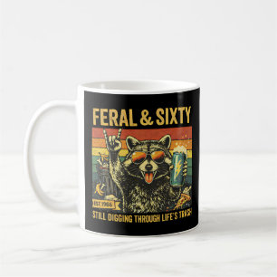 Taza De Café Feral y Sesenta Cumpleaños Sarcástico Sexagésimo