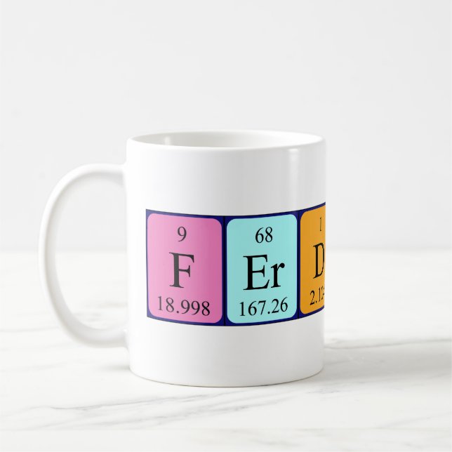 Taza De Café Ferdinand periódica table name mug (Izquierda)